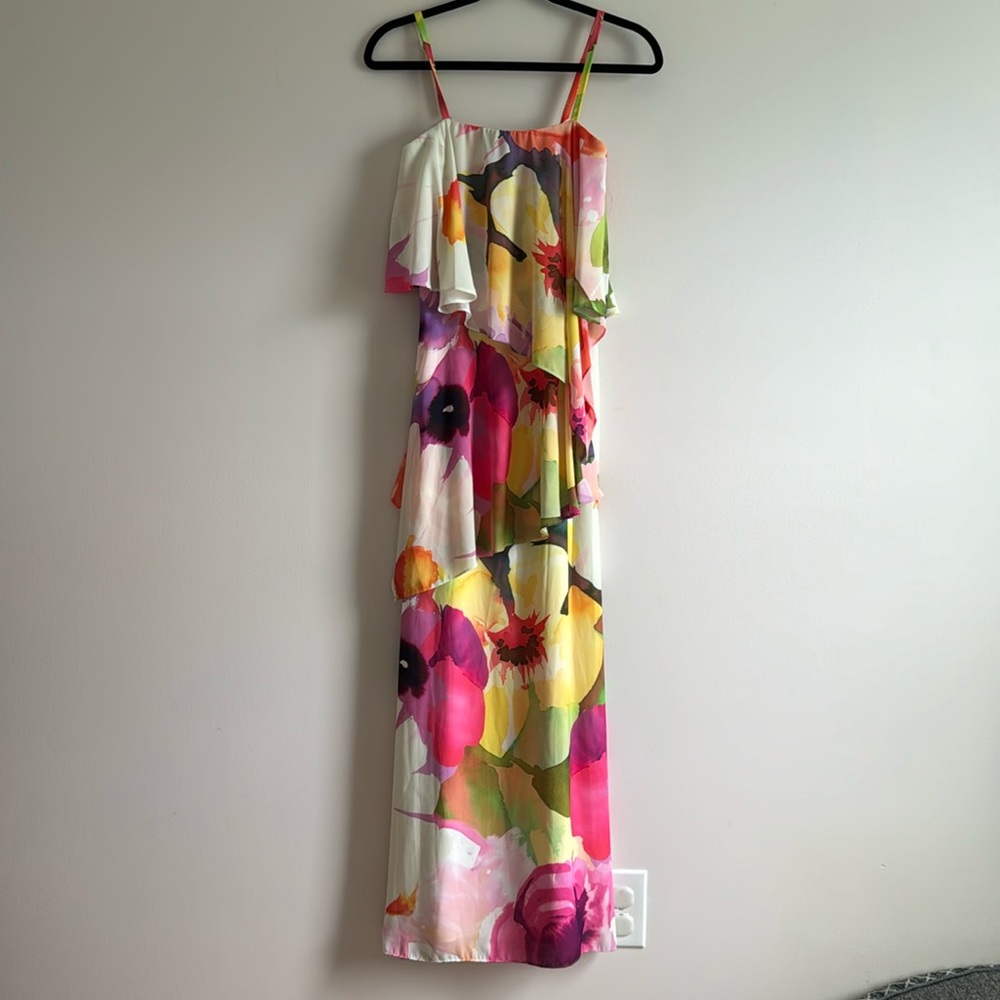 Josie Natori Eden Tiered Sleeveless Maxi Dress - Size 0